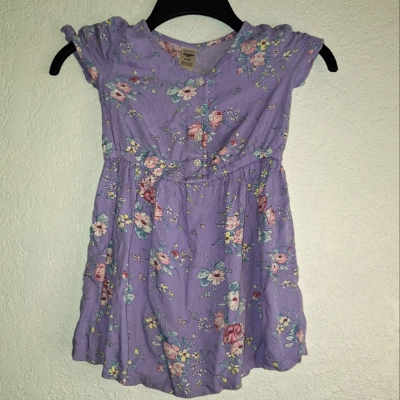 Oshkosh B'Gosh Purple Floral Print Dress Toddler Size 5 - Picture 1 of 8